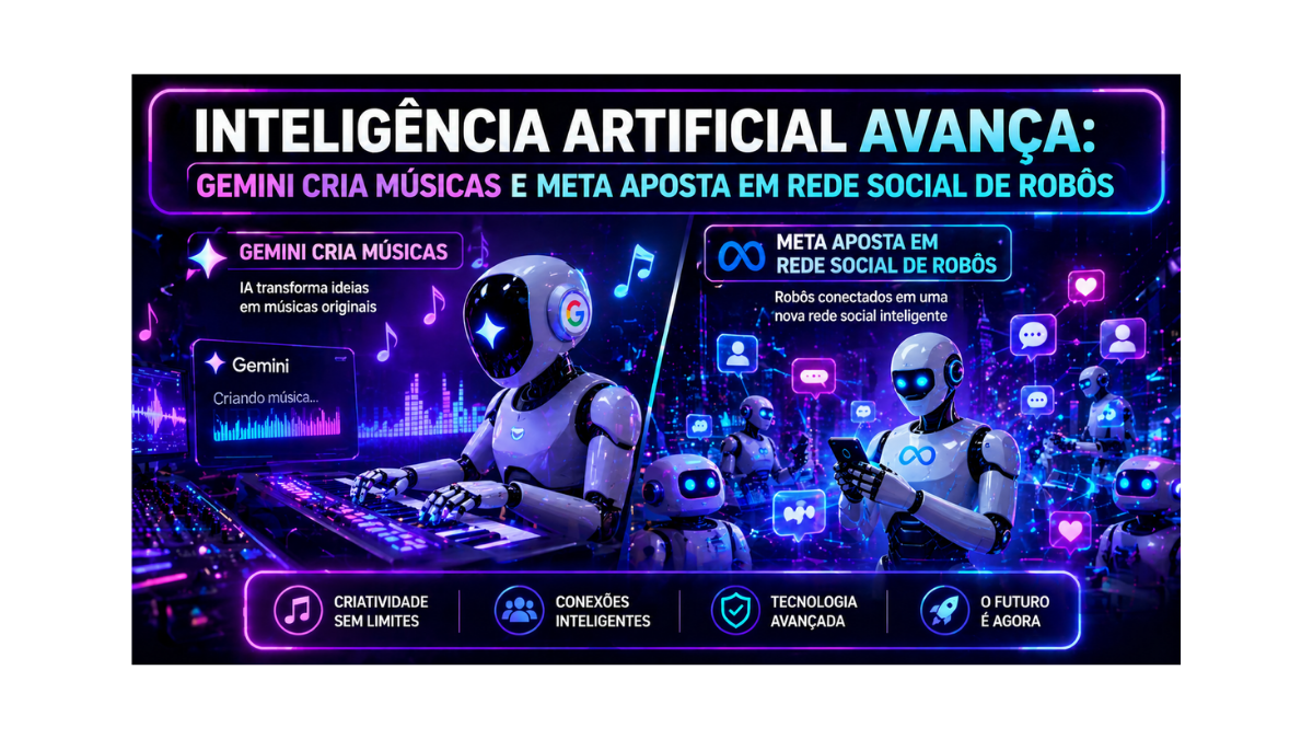 Inteligência Artificial avança Gemini cria músicas e Meta aposta em rede social de robôs