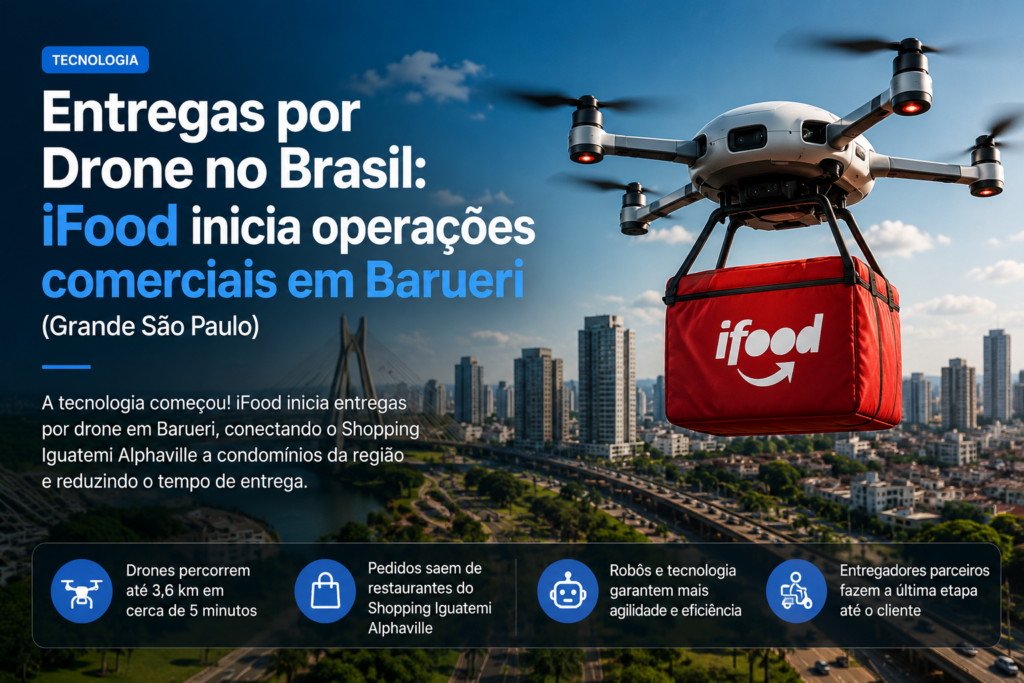 Entregas por Drone no Brasil iFood Inicia Operações Comerciais em Barueri (SP)